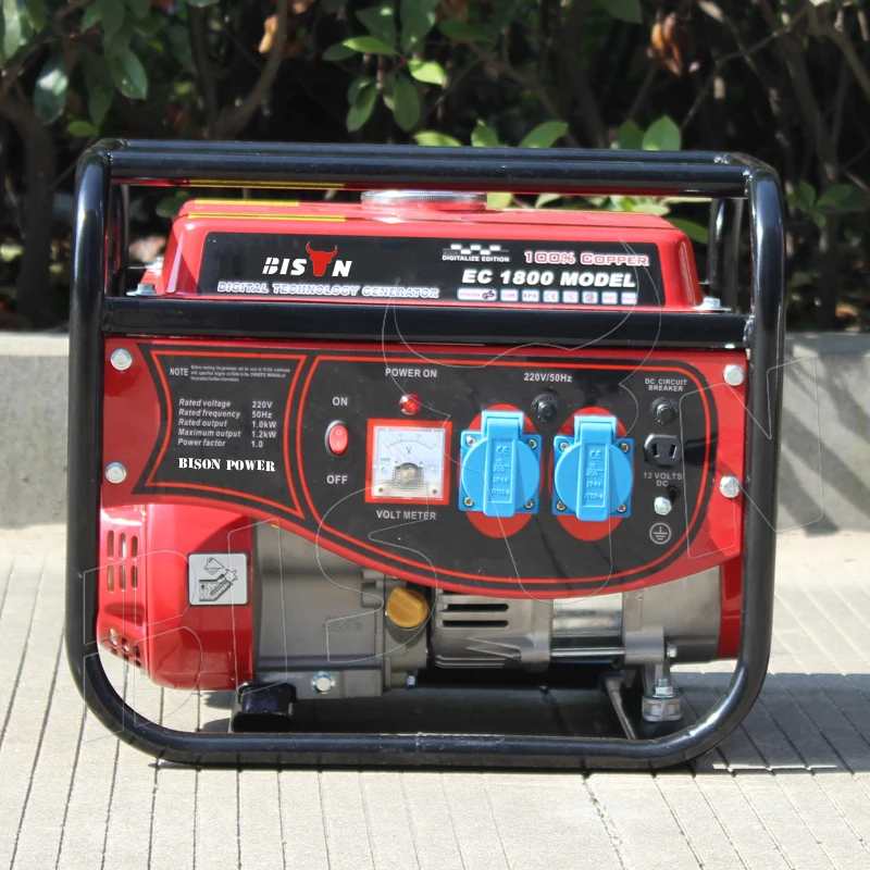 Bison China 1Kw 50Hz 220V Dc Low Rpm Electric Mini Power Gas Gasoline Generator