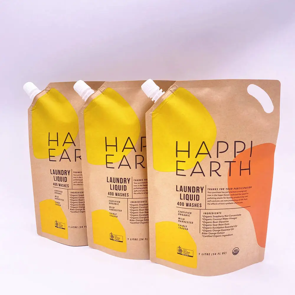 Custom Eco-friendly  Packaging Liquid Pouch Reusable Juice Stand Up Bag Shampoo Refill Sub-packaging Drink Pouch With Spout
