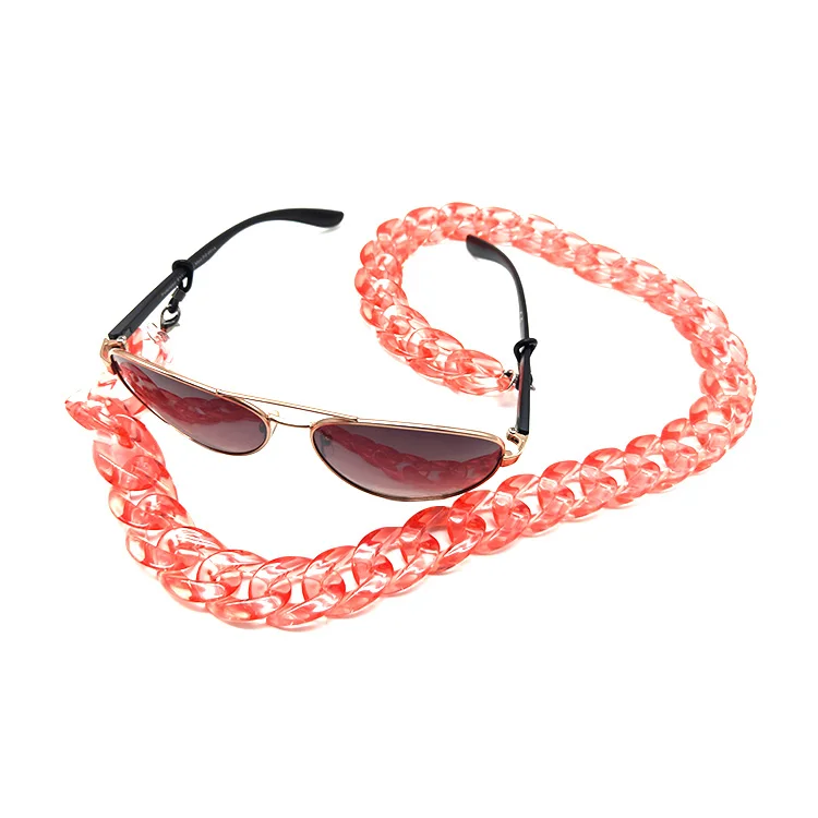 E009 Customized New Colorful Long Clear Acrylic Link Necklace Glasses Chain for Sunglasses
