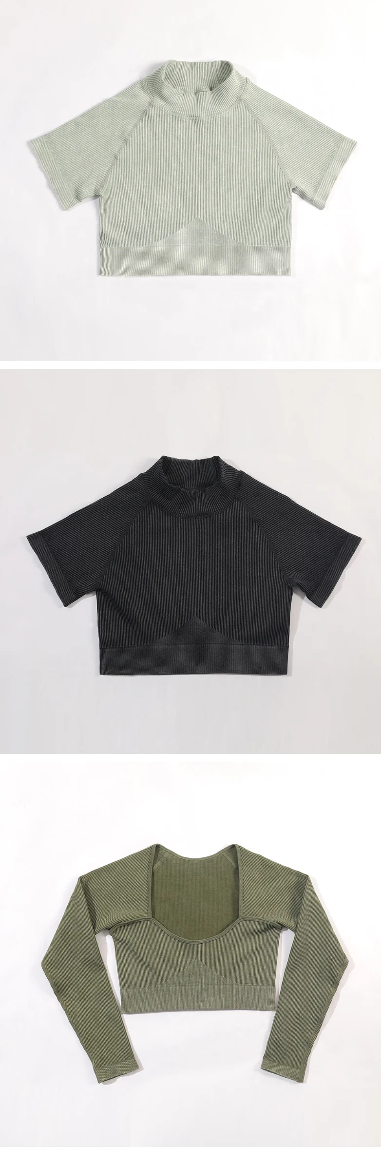 2022 Hot Selling Ribbed Seamless Long Sleeve Yoga Top Leggings Set Workout Running Sport Wear 6Pcs Set