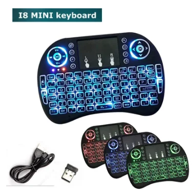 Backlit English Russian French Spanish Portuguese 2.4G Air Mouse Remote Touchpad for Android TV Box PC Mini Wireless I8 Keyboard