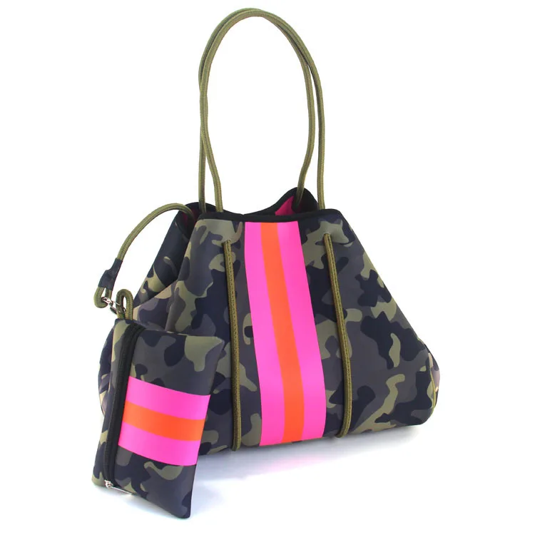 Camo Ladies Handbag Women Shoulder Tote Bag Outdoor Shopping Gym Bags Big Size Mummy Neoprene  Beach Bags