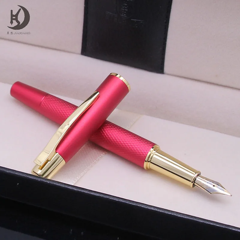 Luxury Business custom logo Fancy Executive Gift gold /Red color metal Fountain pen Best Designer Calligraphy writing ink Pen