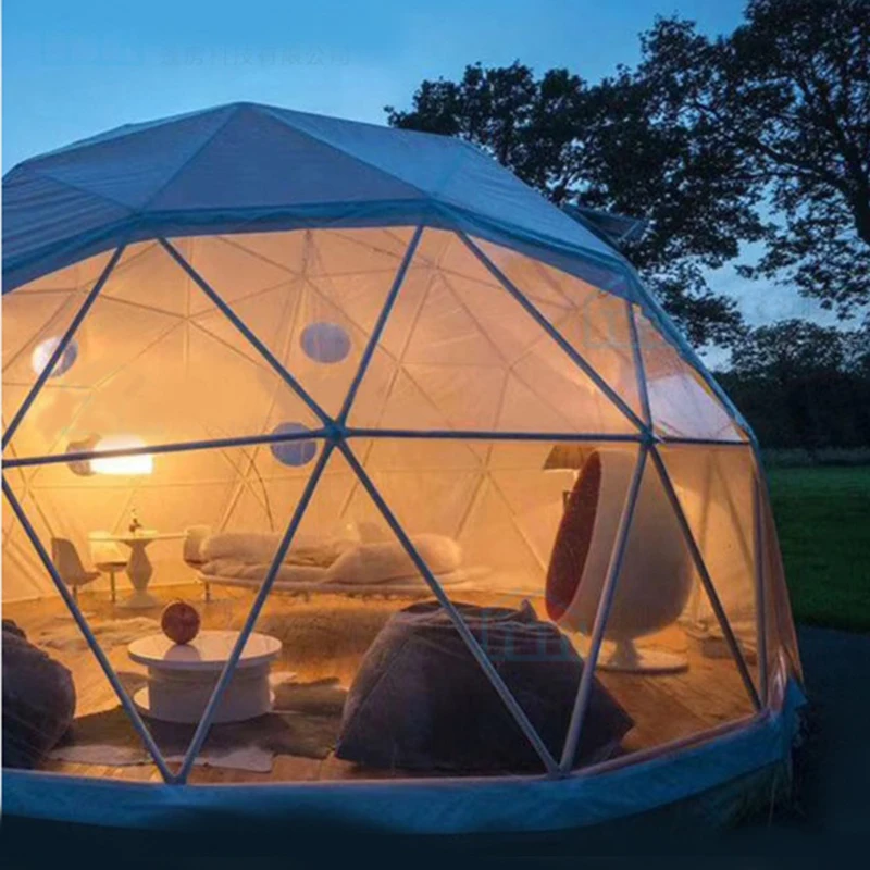 Luxury Glamping Safari Camping Geodesic 6M Dome Hotel Desert Tent Camp Yurt Pavilion House Tent Camping Outdoor with Bathroom