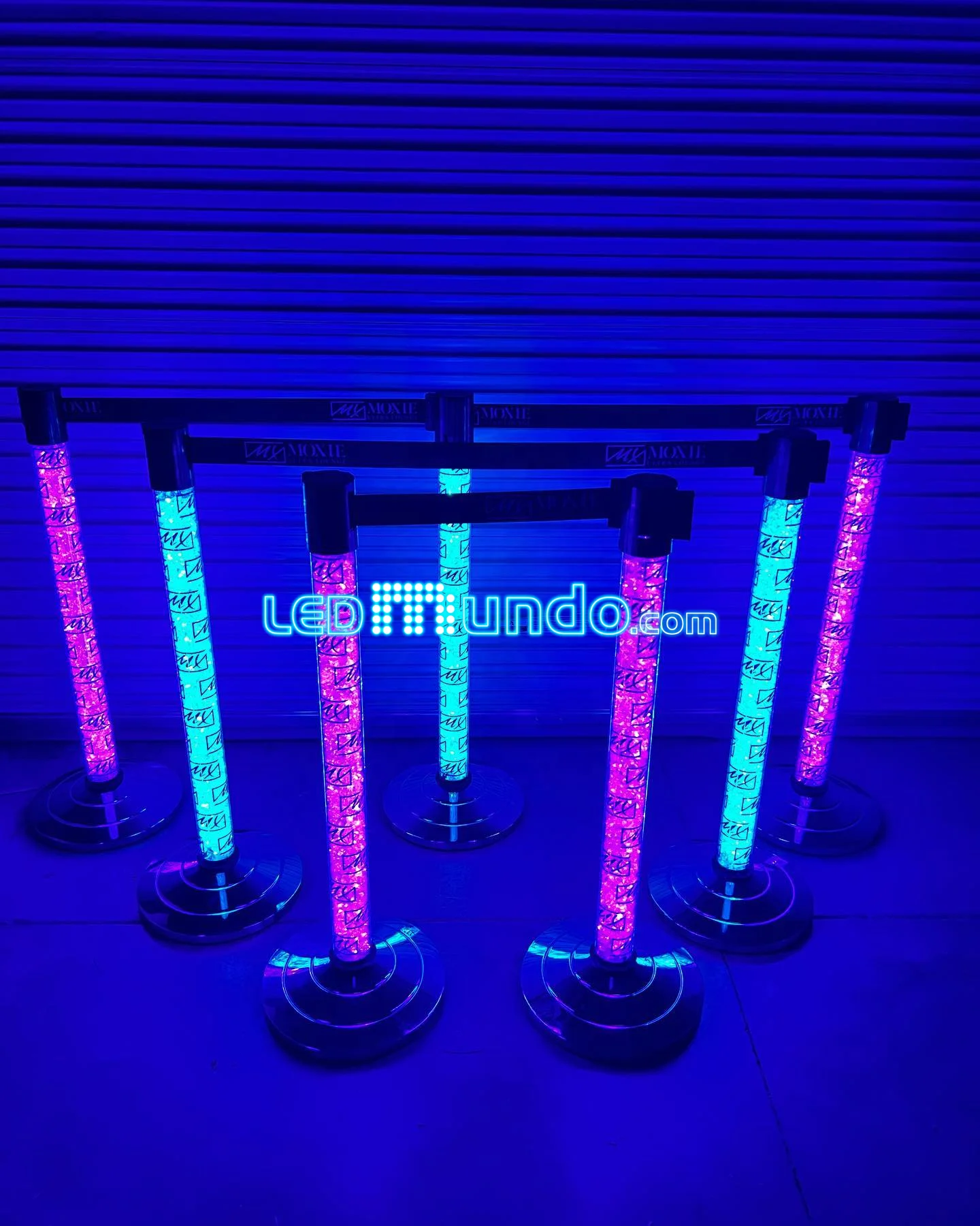 transparent led stanchion colorful RGBW LED light stanchions crowd control queue pole retractable belt post rope barrier