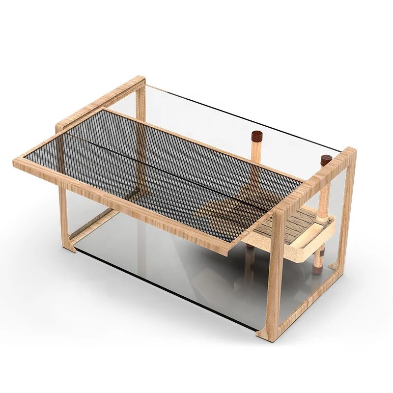 DJ 01-03 wood grain glass box for gecko horned frog spider amphibious terrarium, cage, feeding box, glass cylinder