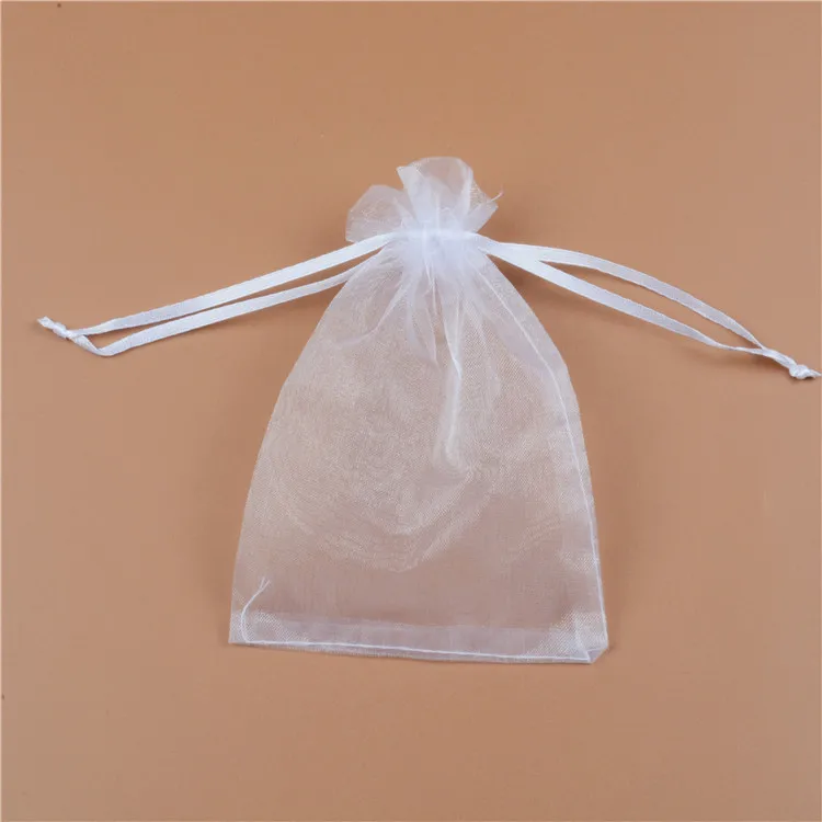Маленькая белая хлопковая сетчатая атласная мини-сумка с логотипом на заказ, подарочная Сумка из органзы на шнурке