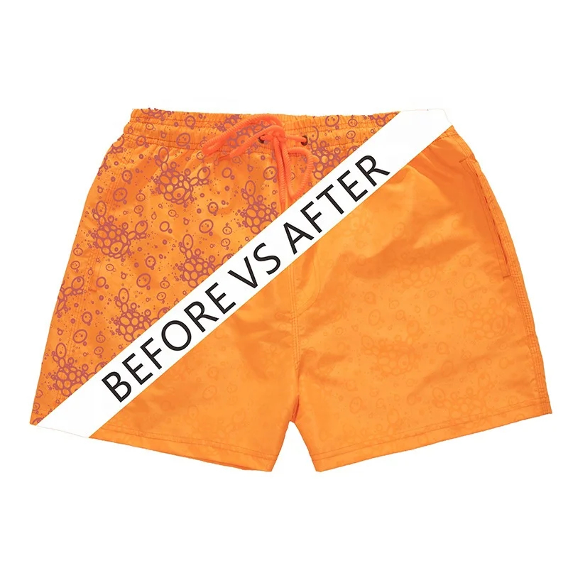 Manufacture Custom Design Summer Magic Encounter Water Color Changing Pattern Shorts Swim Short Beach Swimwear Shorts For Men