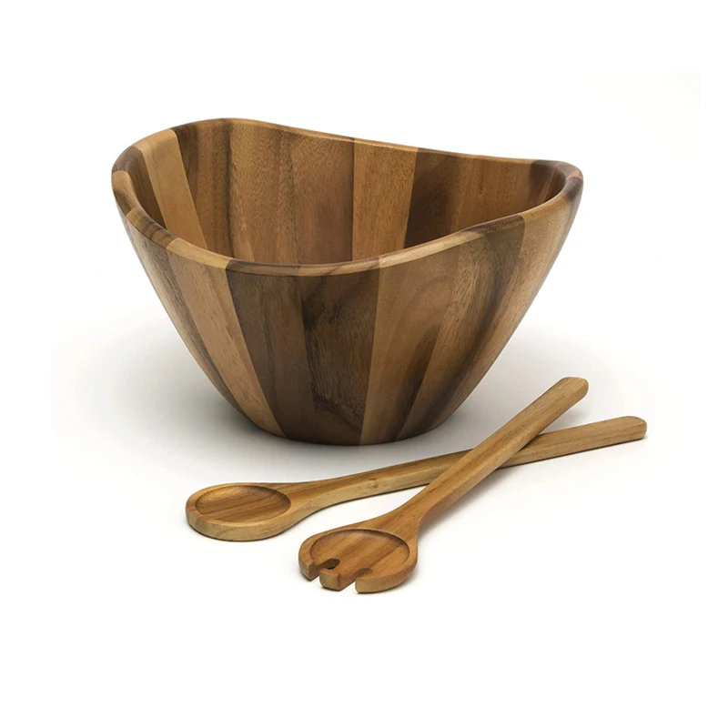 Wholesale  customized 100% 	 acacia wooden salad serving bowl for Fruits or Salads
