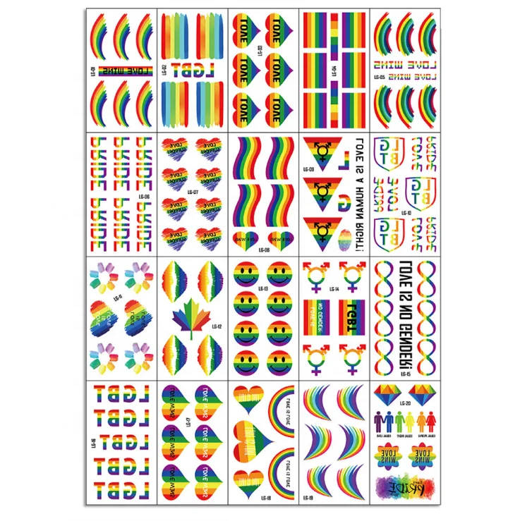 Colorful Temporary Tattoos - Rainbow Lips Butterfly Rose Heart Tattoo Body Stickers - Rainbow Tattoo Stickers Party