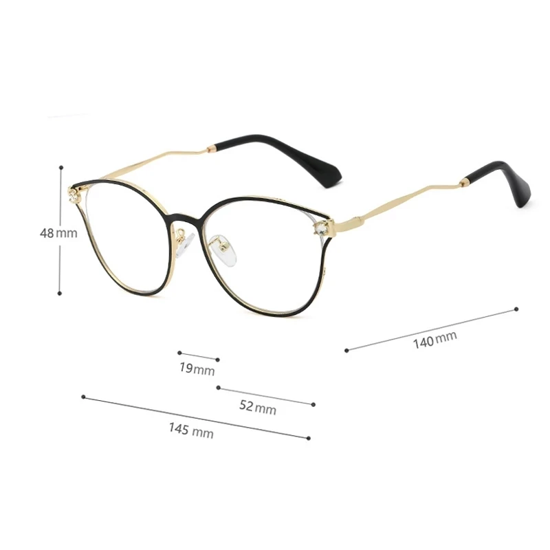 Cat Eye Anti Blue Light Glasses Women's Computer Eyeglasses Frame for Women Fake Diamond Round Prescription Eyewear