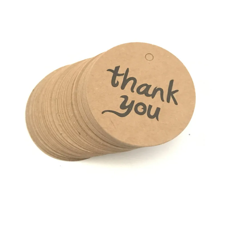  Подвесные подарочные бирки Thank You крафт-бумага индивидуальный дизайн маленькие круглые коричневые для одежды печатные экологически чистые переработанные