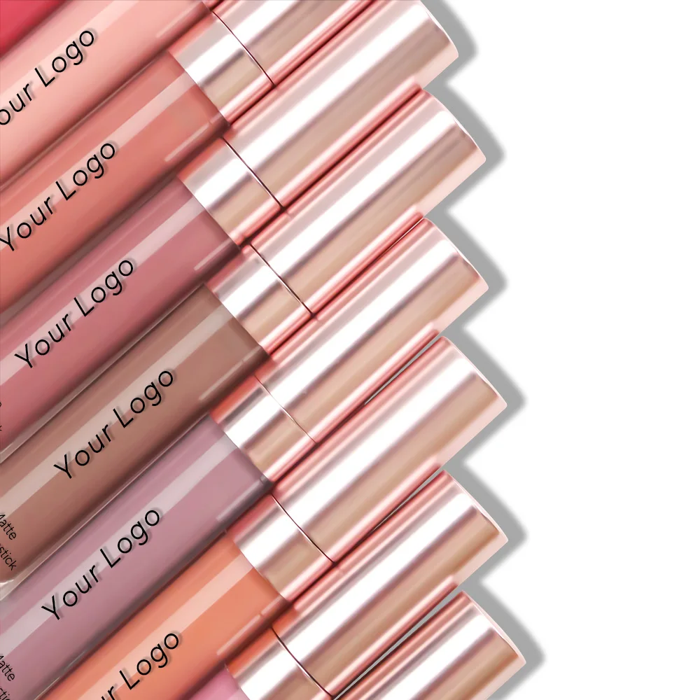 Custom Logo Color Velvet Matte Liquid Lipstick Vegan Clear Pink Waterproof  Long Lasting  Liquid Lip Base Lip Gloss