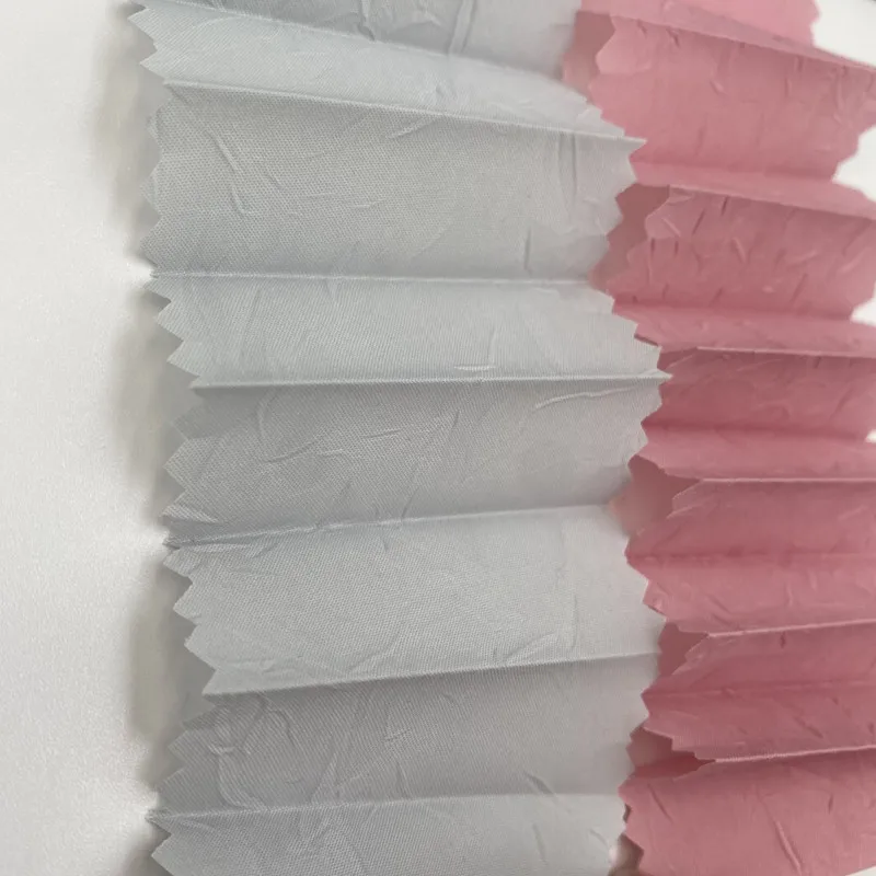 China Manufactory sunscreen Polyester crumple Starched pleated cloth fabric for Glass Balcony Curtain Fabric