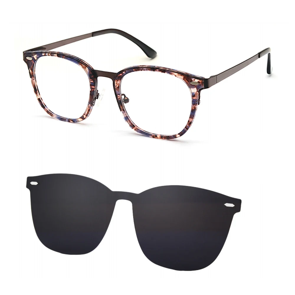 Magnetic Clip on Sunglasses Round Eyeglasses Polarized UV Protection Retro for Men Women Black TAC Unisex Metal Acetate