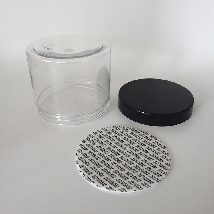 Big capacity 400ml 400g plastic PET jars, clear PET with black lid foods, nuts, cookies container