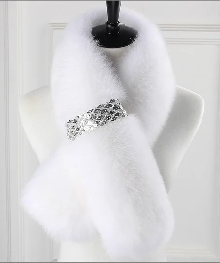 Современный популярный женский плотный теплый шарф с помпонами из натурального кроличьего меха