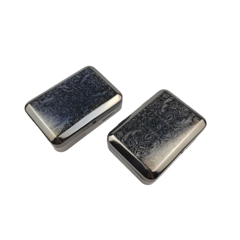 Vintage stainless steel engraving vintage metal cigarette case square pocket cigarette metal clip box