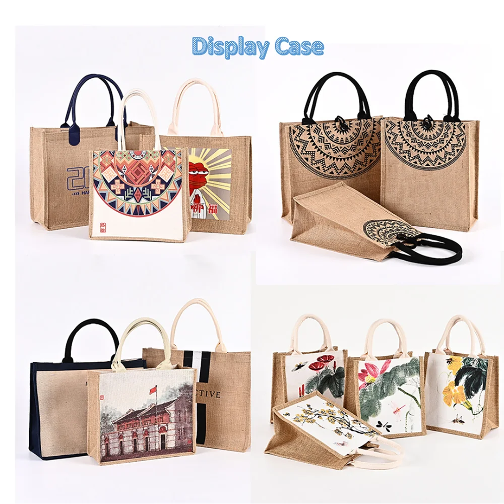 Recyclable Jute Tote Bag Eco Friendly Burlap Reusable Eco Friendly Beach Tote Bag Jute Shopping Bag For Girls