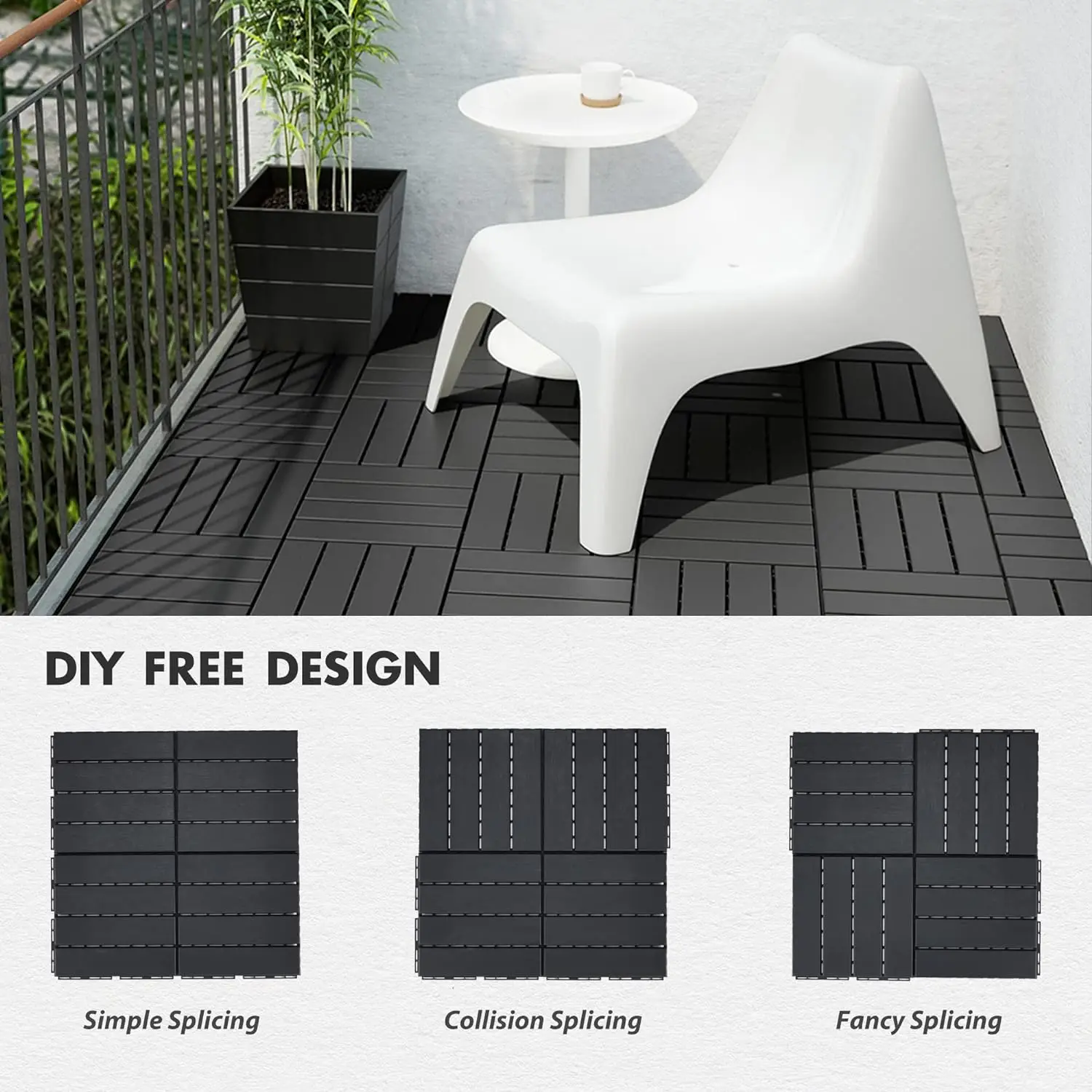 Home decor interlock bambooo flooring tiles WPC decking