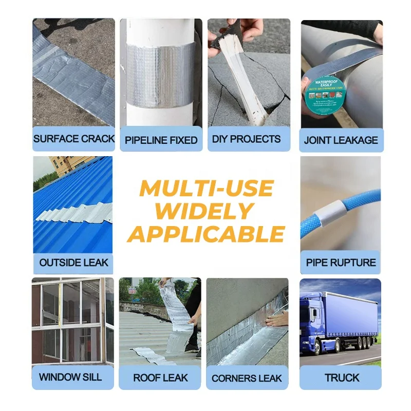 Custom logo roof leakage waterproofing aluminum foil butyl rubber tape self adhesive