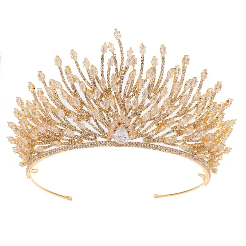 HOMECOMING PARTY CROWN CUBIC ZIRCON TIARA HAIRBAND HEADPIECES LUXURY WEDDING JEWELRY FOR WOMEN BC6447