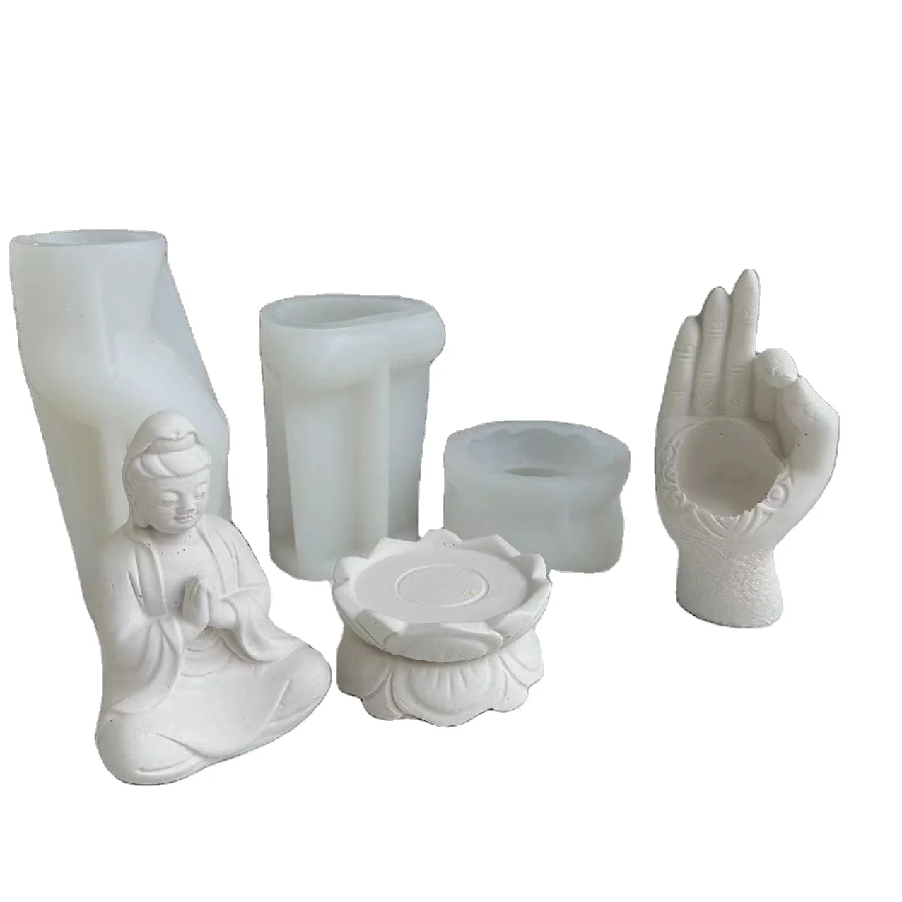 New Silicone Mold Southeast Asian Bergamot Candlestick DIY Buddha Concrete Resin Gypsum Candle Holder Mold Making Mold