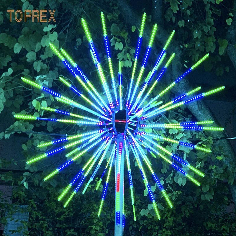 Toprex Modern Style RGB LED Fireworks Light Colorful Outdoor Christmas Meteor Animation for Landscape Decoration