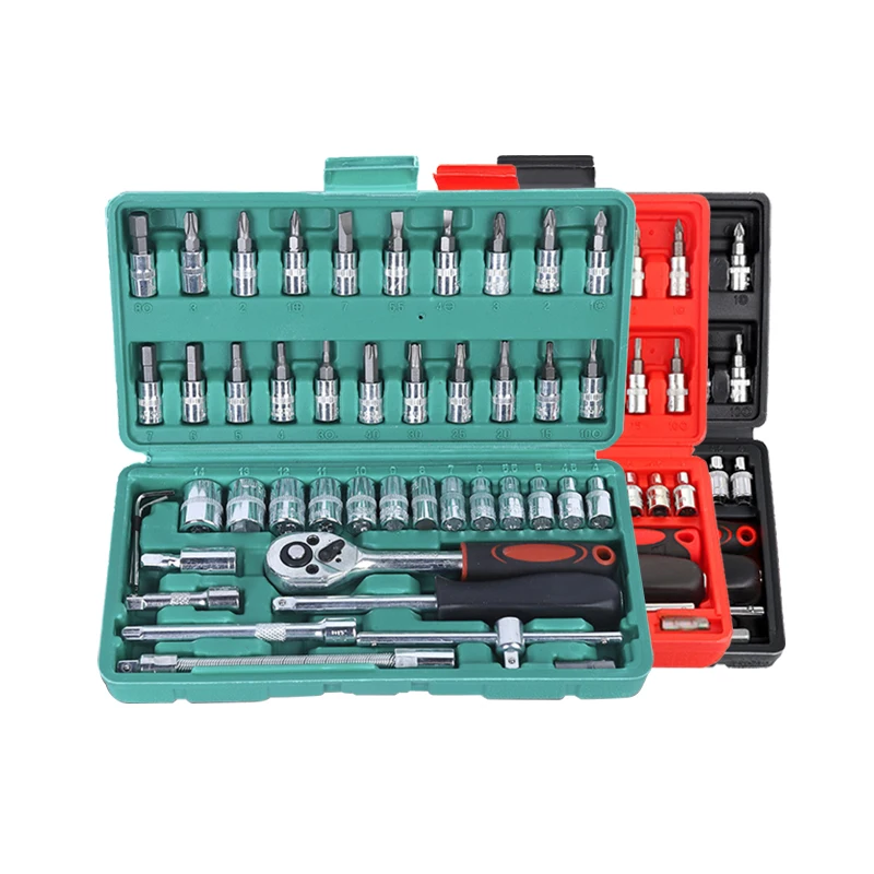 Car Mechanics Auto Repair Herramientas Kit Spanner 46 pcs Tools Set box Hand Tools Socket Wrench Set Tool Kit Socket Sets