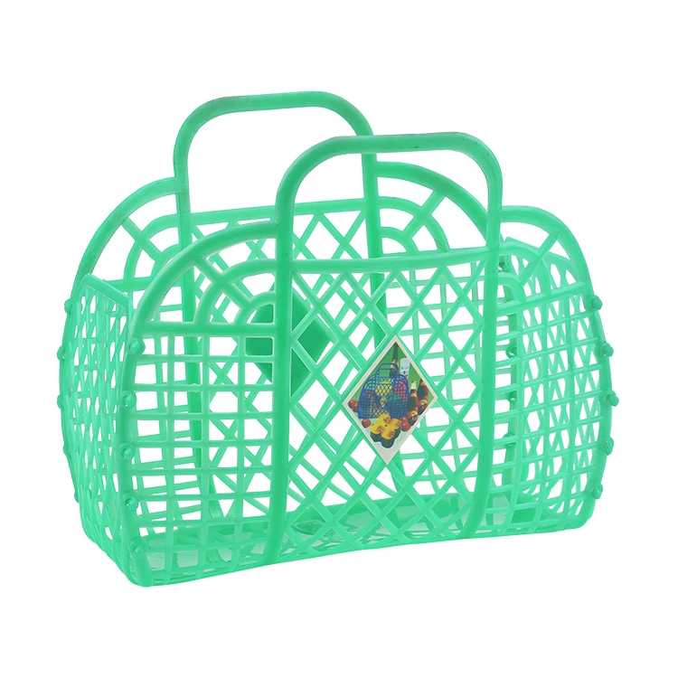Factory Hot SaleHousehold Goods Storage Hanging Basket Foldable Vegetable Basket Plastic Hollow Portable Shopping Storage Basket
