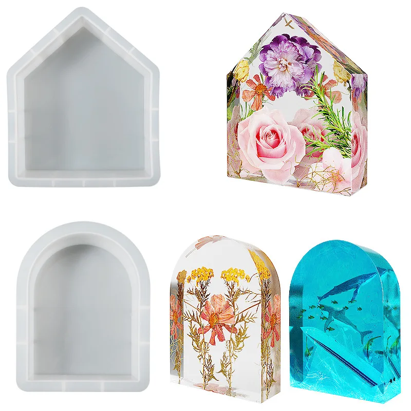 HY House Shape Resin Silicone Molds 3d Epoxy Resin Mold for Casting Candle Flowers Wedding Gift Home Decors