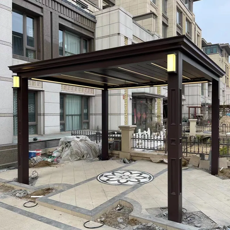 Lower price modern pergola bioclimatic aluminium slatted motorized waterproof pergola roof ideas