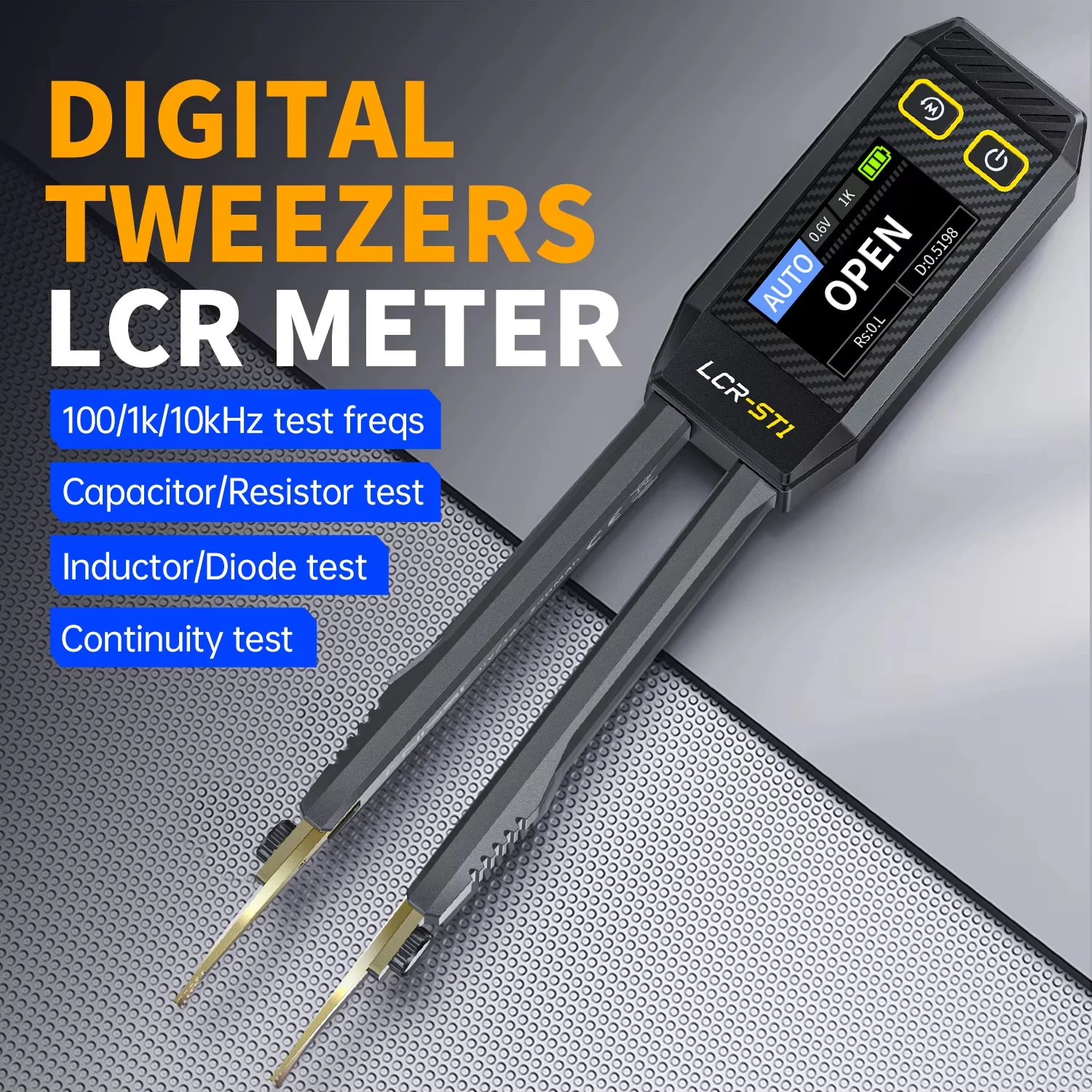 FNIRSI LCR-ST1 Smart Tweezer LCR SMD ESR Tester Resistance Capacitance Inductance Continuity Diode Test Auto Multimeter Tools