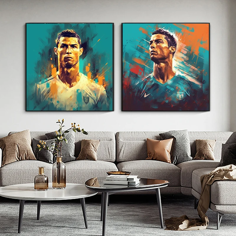 Crystal Porcelain Painting Picture Wall Poster Football Star Ronaldo Print Painting Soccer Star Living Room Decoration