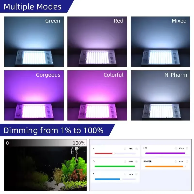 WEEK AQUA LED WEEKAQUA Z200 RGB/WRGB 70w Full spectrum LED Aquarium Light for planted freshwater aquarium lamp Z200 PRO