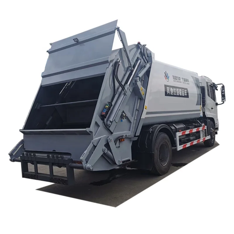 High Efficiency 12m3 Garbage Truck Compactor with a Arc-shaped Compression Chamber Box and Hopper for Sales