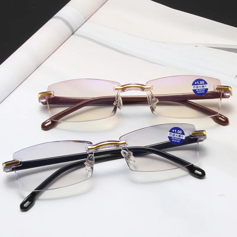 Rimless rectangle spectacle frame optical glasses unisex eyewear reading glasses