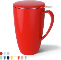 Glaze Porcelain Ceramic Coffee Mugs with Infuser and Lid Tea Cup Large Capacity Infuser for office