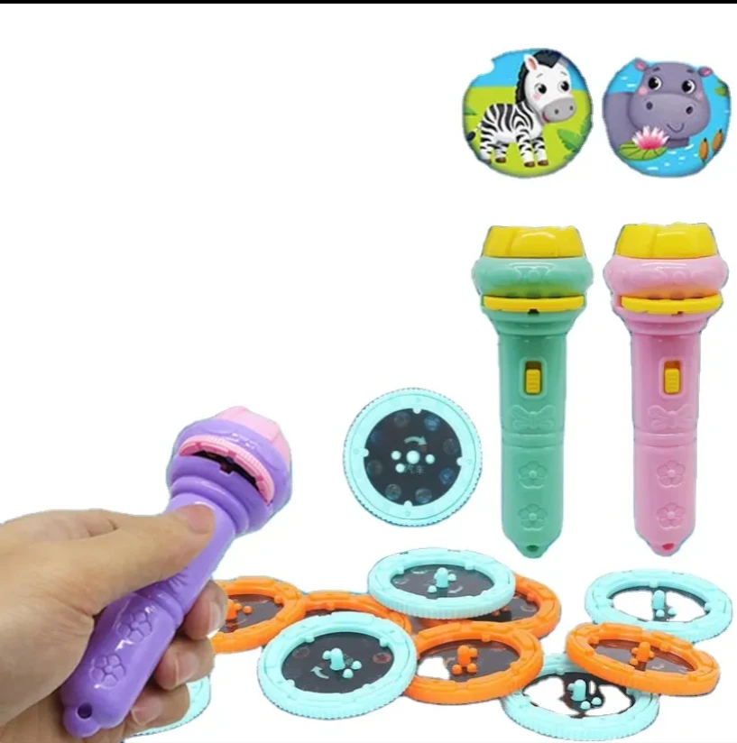 2024  Flashlight Cartoon Novelty Toy Cute Baby Sleeping Story Lighting Prop Projector Slide Lamp Toy Early Education Toy