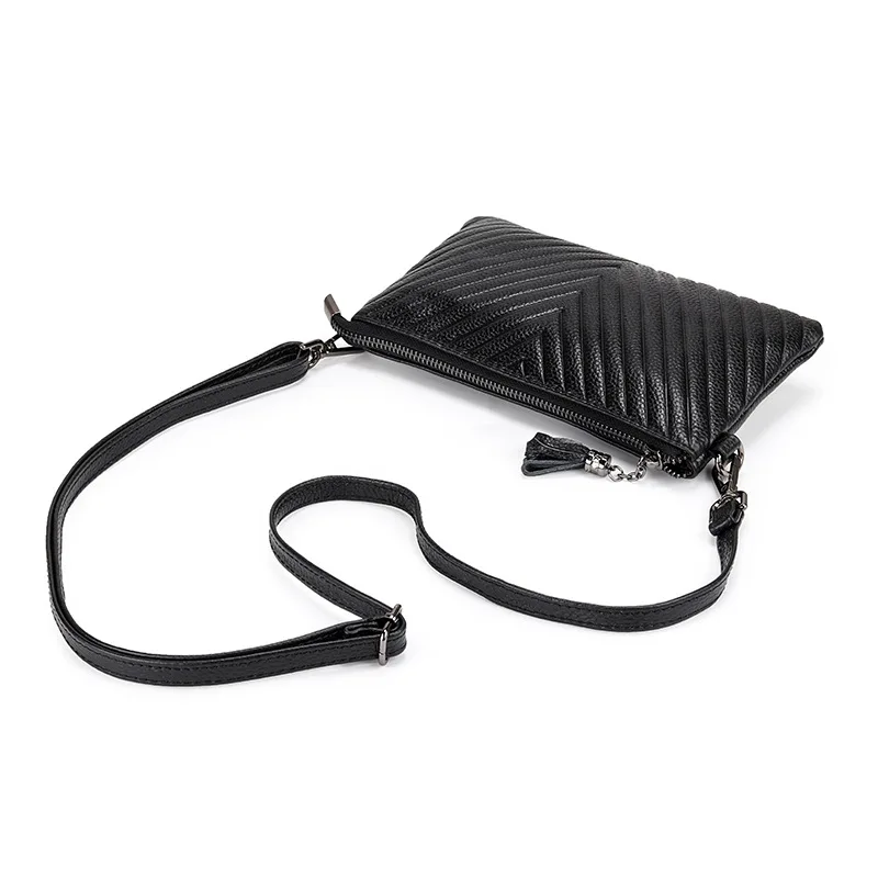 Oblique crossbody bag women new first layer leather grab bag fashionable and versatile embossed mobile phone bags