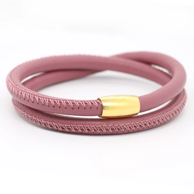 
fashion softer music show party stitch swen sheep leather bracelet men personalized bracelet wrap stainless clasp jewelry gift 