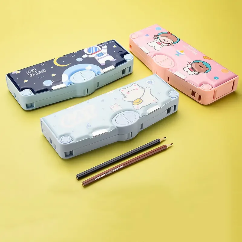 Multi-Functional Pencil Case Children Students Pencil Case Creative Storage Box Double-Layer School Educational Supplies