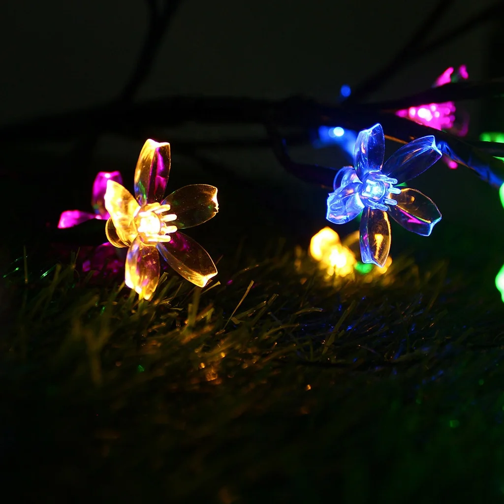 LED Light Outdoor Garden Yard Lawn Landscape Lamp Festival Garden Lawn Light Beautiful Multi-color Solar Power Sakura Flower CE