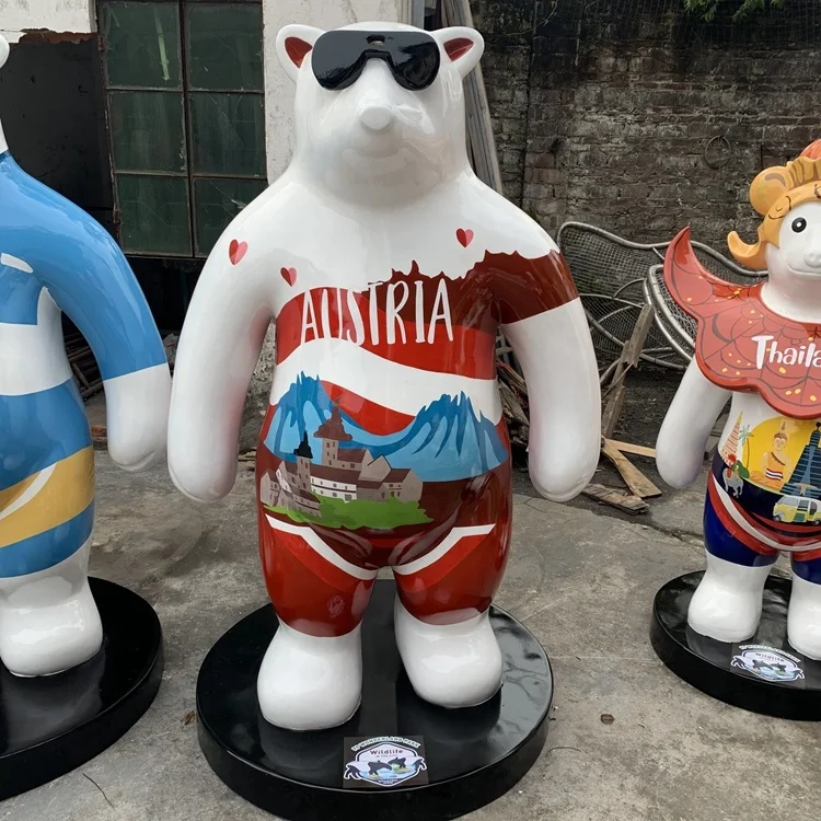 Animal model cartoon bear Statue of custom Animal model decorations for sale Statue of custom Gift manufacturers  Colorful doll