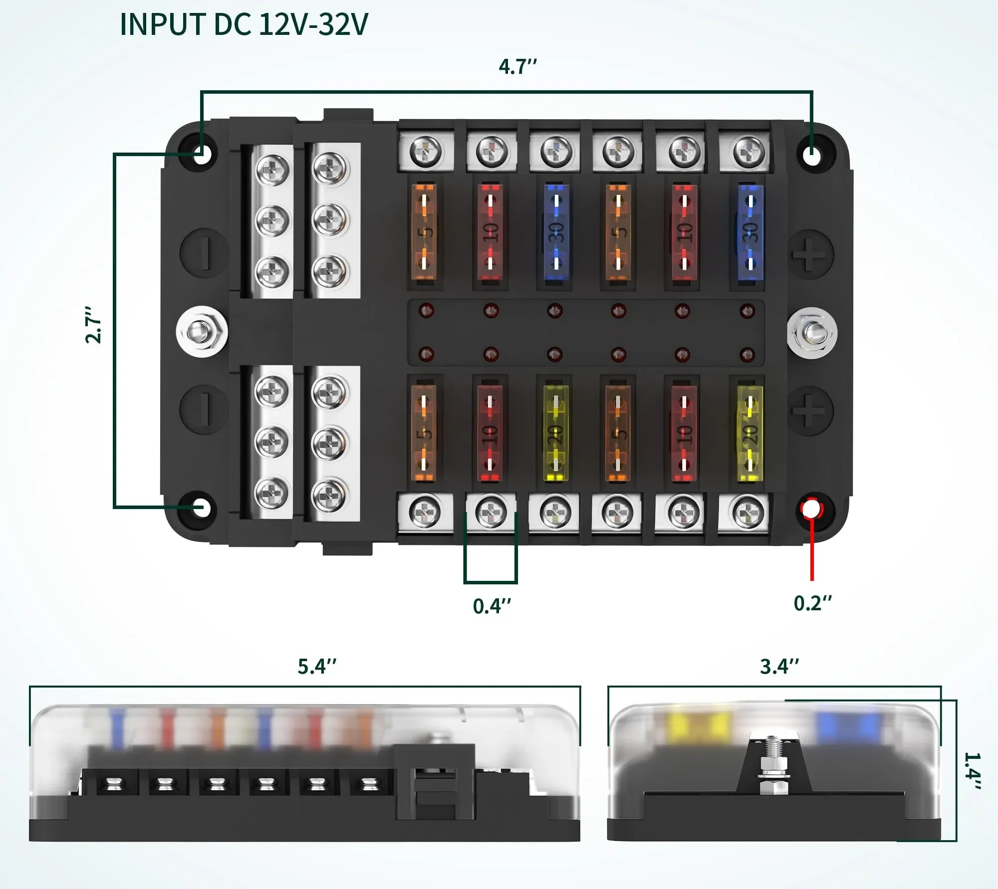 Factory Universal DC Automotive Tractor Car Marine 12 Way 6 Way Blade 12v 24v Auto Fuse Block Fuse Box