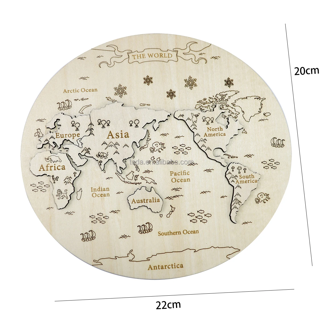 wholesale education toy puzzle wooden world maps