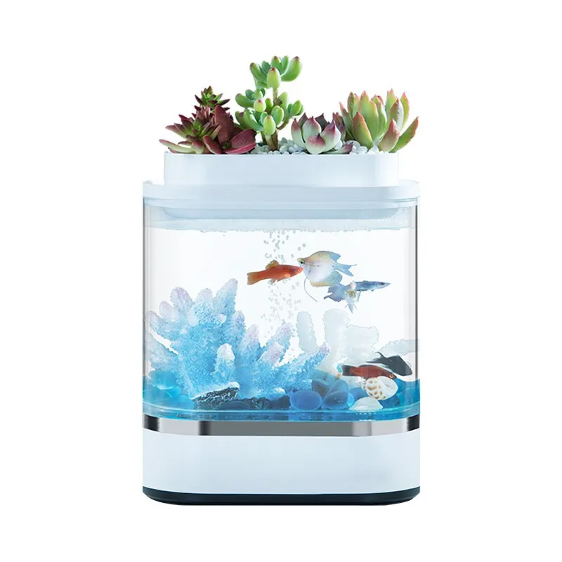 Acrylic 1.5L fish tank amphibious ecological chain living room coffee table top aquarium