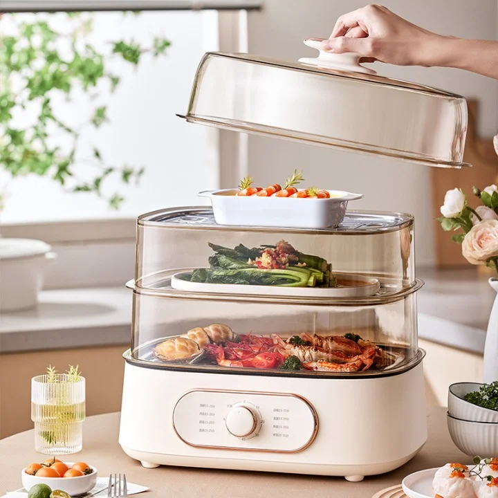 Wholesale Price 24L Large-capacity Household Three-layer Multifunctional All-in-one Visual Transparent Electric Steamer