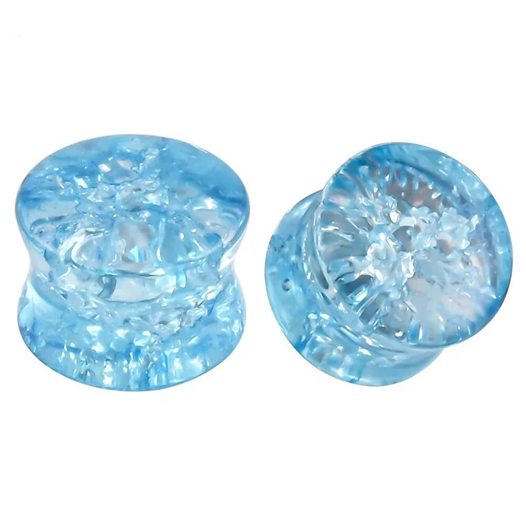 Piercing Jewelry Crack Glass Expander Double Flared Gauges Colorful Pyrex Reusable Glass Ear Plugs