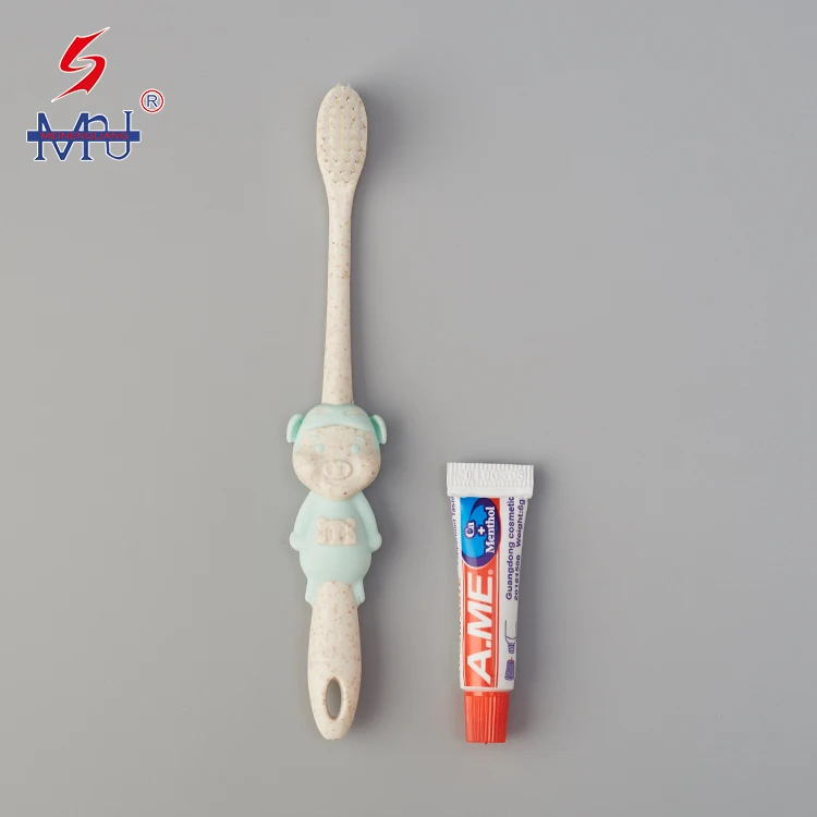 Custom OEM child wheat straw toothbrush for oral tooth clean kids tooth brush